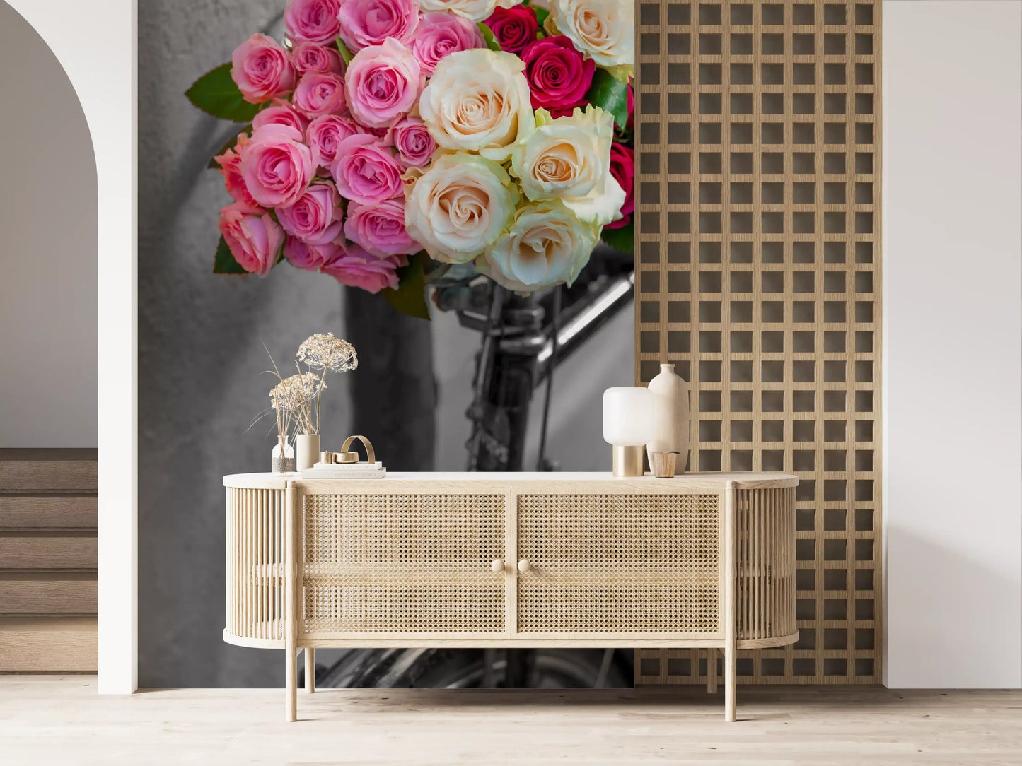 Wandbild Vintage Blumen Fahrradreise