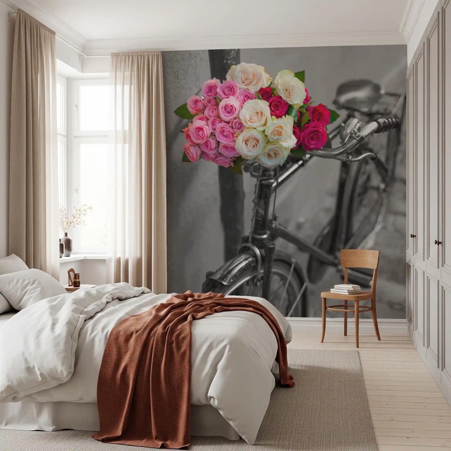 Wandbild Vintage Blumen Fahrradreise