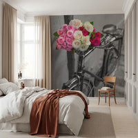Wandbild Vintage Blumen Fahrradreise