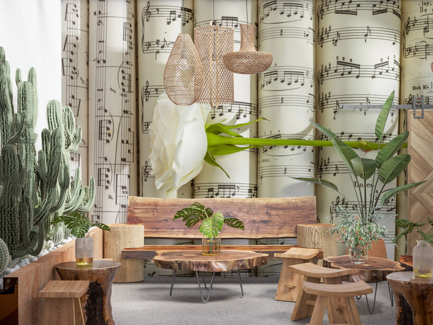 Melodische Weiße Blüten Harmonie Wandbild