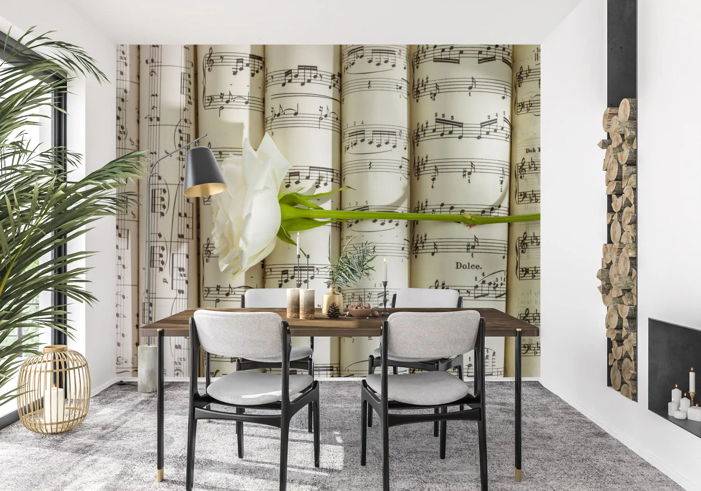 Melodische Weiße Blüten Harmonie Wandbild