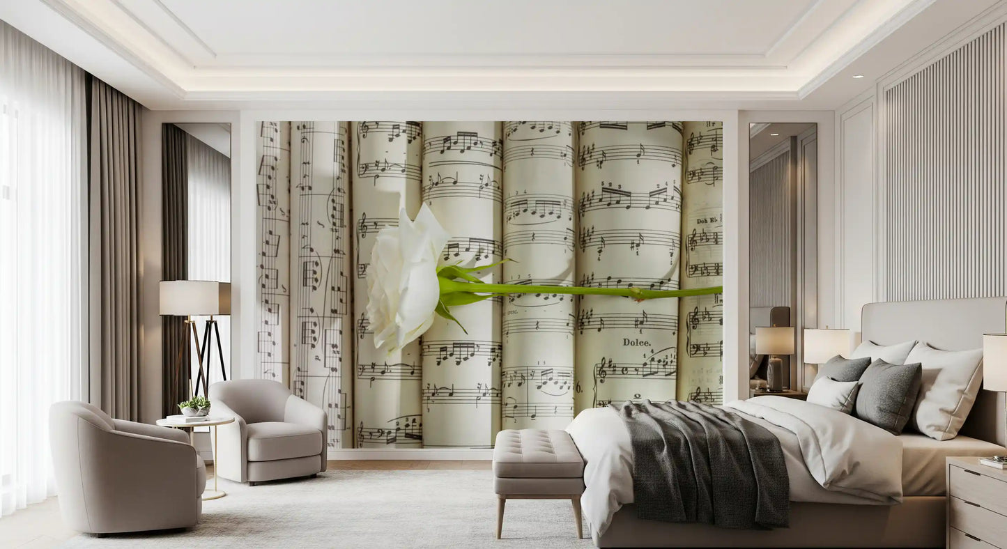Melodische Weiße Blüten Harmonie Wandbild