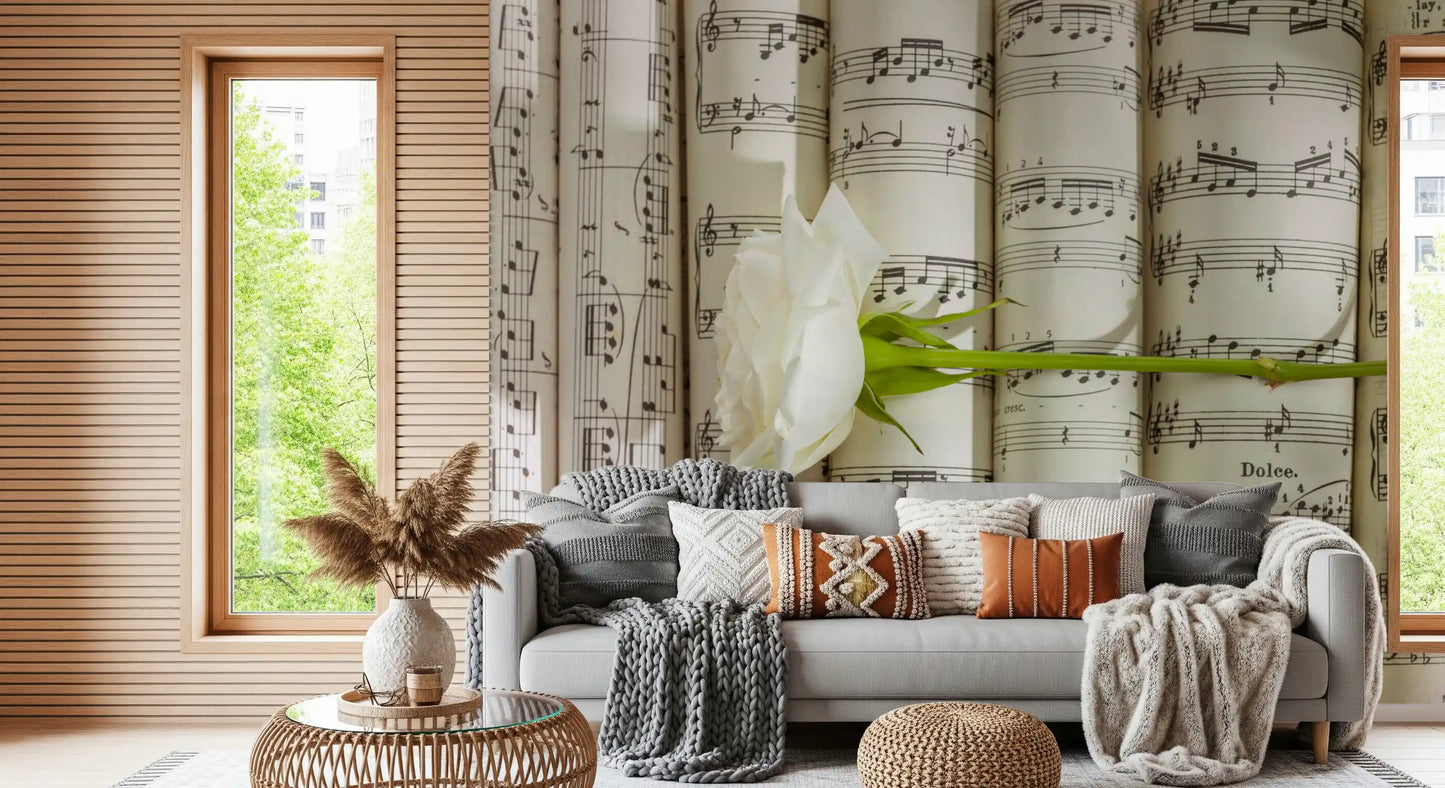Melodische Weiße Blüten Harmonie Wandbild