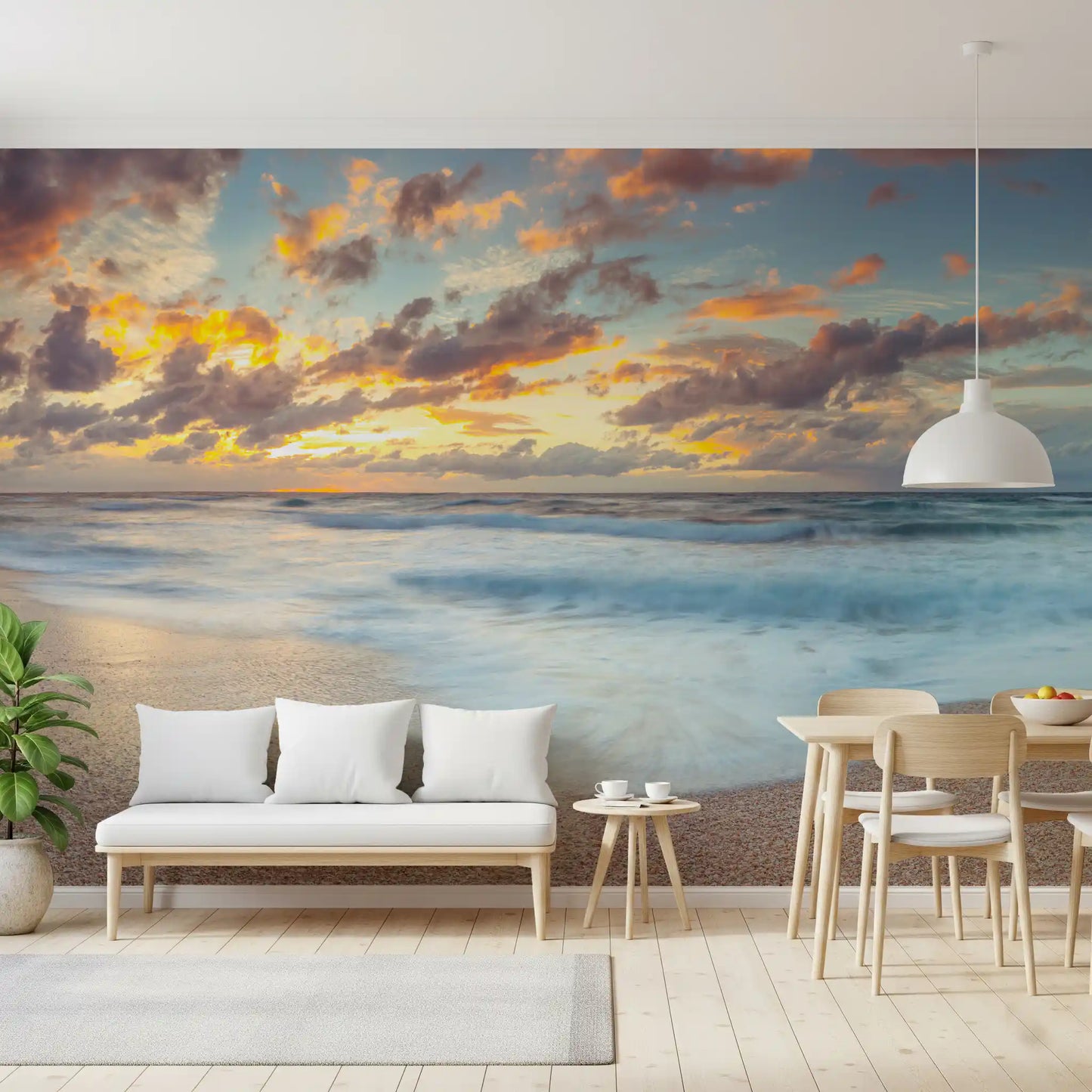 Wandbild Sonnenuntergang am Ufer mit Spiegelung