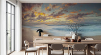 Wandbild Sonnenuntergang am Ufer mit Spiegelung