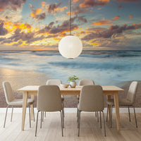 Wandbild Sonnenuntergang am Ufer mit Spiegelung
