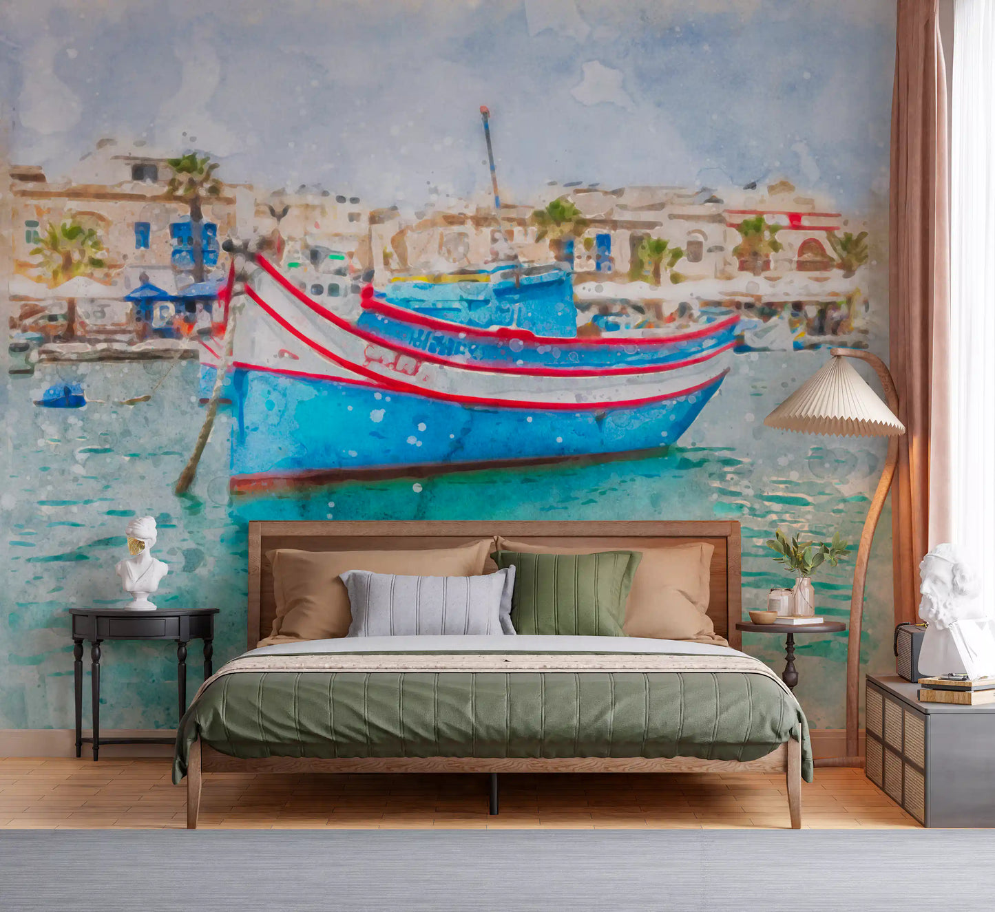 Sun-Drenched Coastal Fishing Vessel Wall Mural