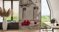 Fresque murale nature morte florale romantique rustique
