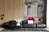 Fresque murale nature morte florale romantique rustique