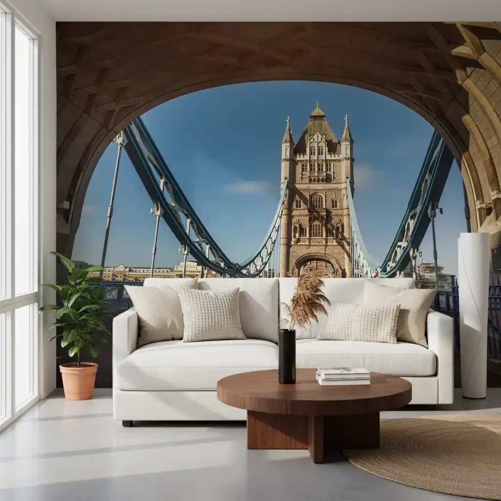 Murale da parete con arco iconico del passaggio sul fiume a Londra