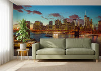 Murale da parete panoramico del Ponte di Brooklyn al crepuscolo