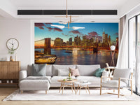 Murale da parete panoramico del Ponte di Brooklyn al crepuscolo