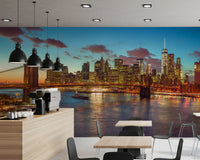 Murale da parete panoramico del Ponte di Brooklyn al crepuscolo