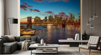 Murale da parete panoramico del Ponte di Brooklyn al crepuscolo
