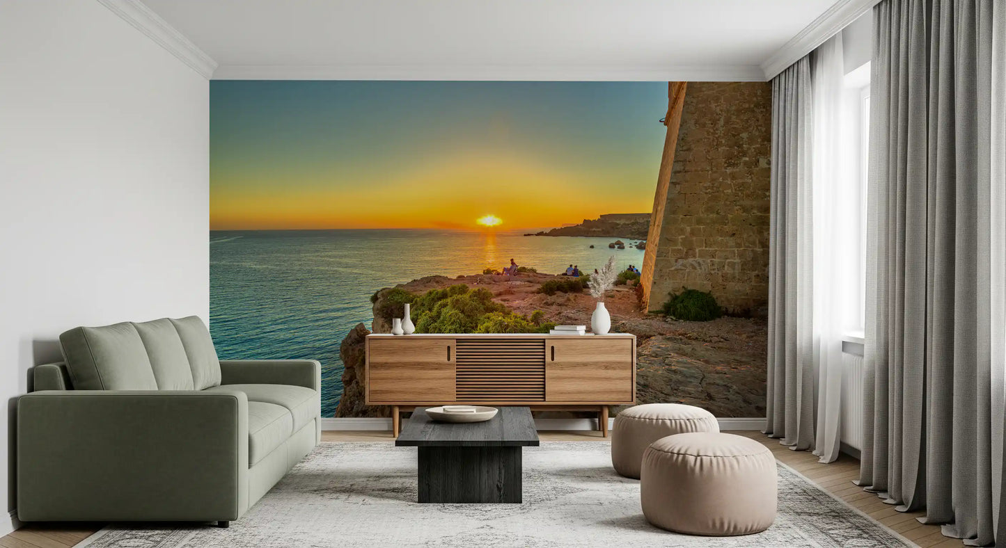 Carta da parati murale Vista Scogliera Costiera all'Ora d'Oro