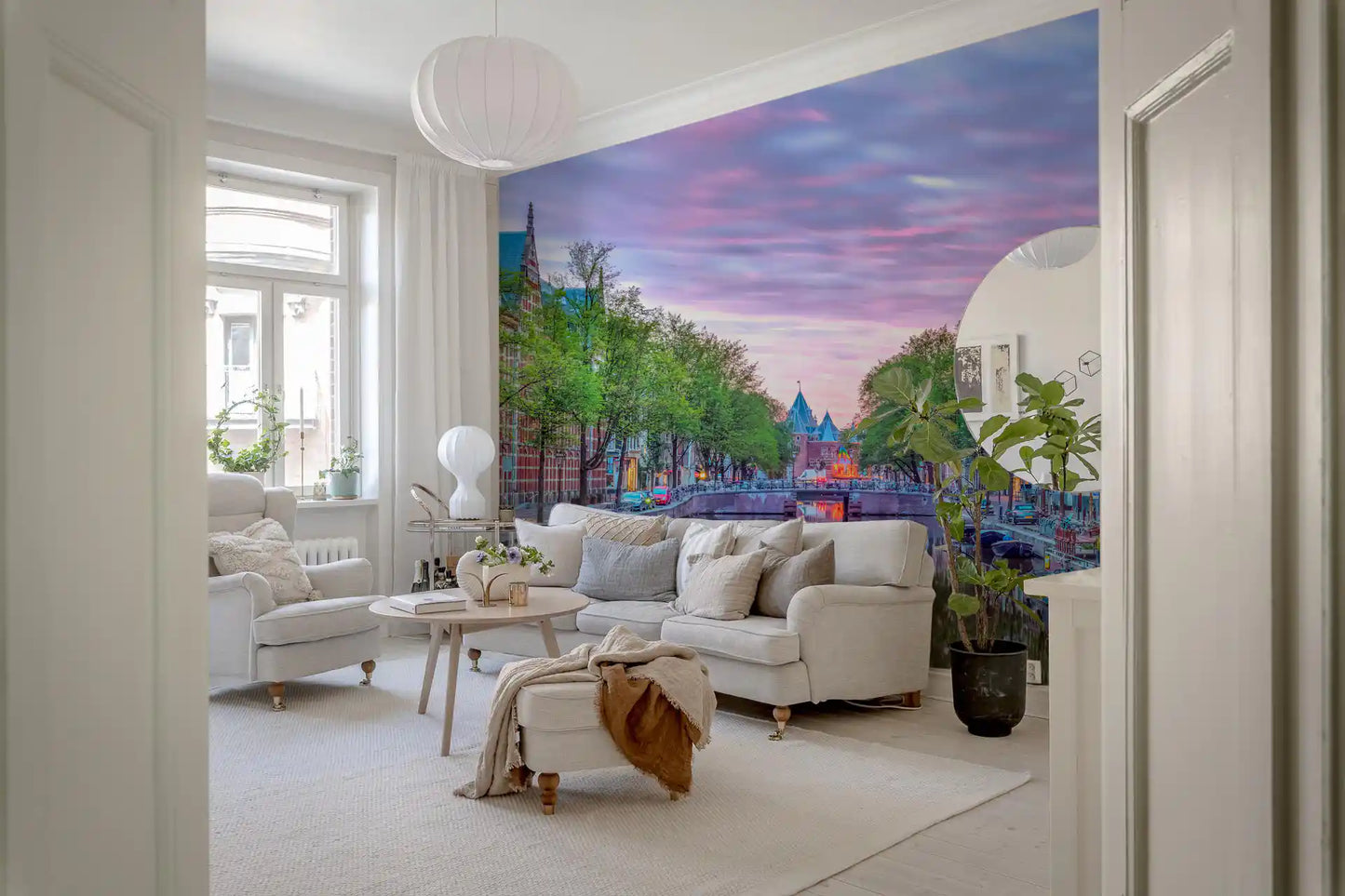 Twilight Amsterdam Canal Scene Wall Mural
