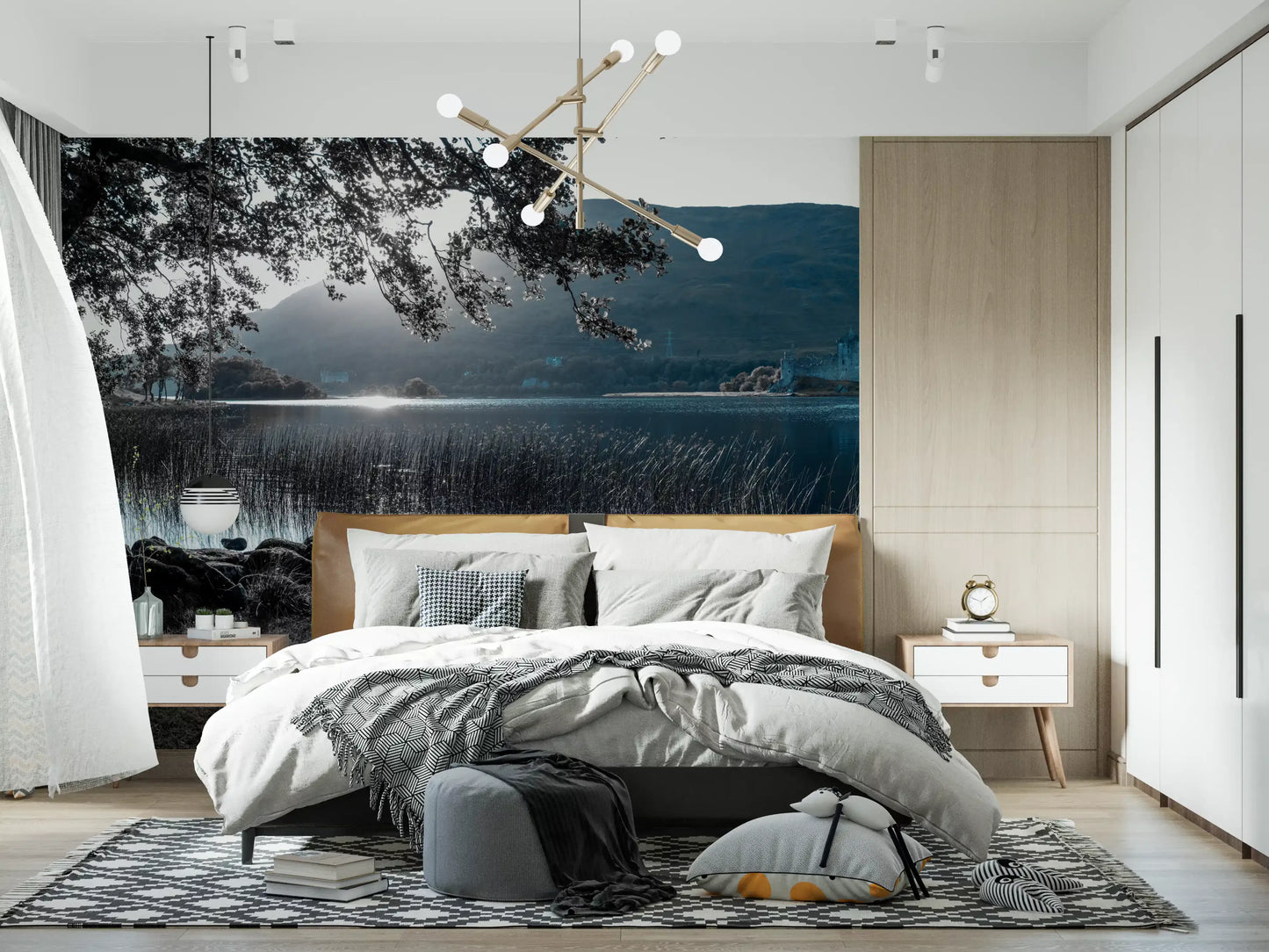 Misty Mountain Lake Retreat Wall Mural