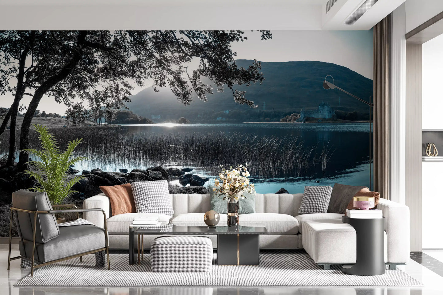 Misty Mountain Lake Retreat Wall Mural