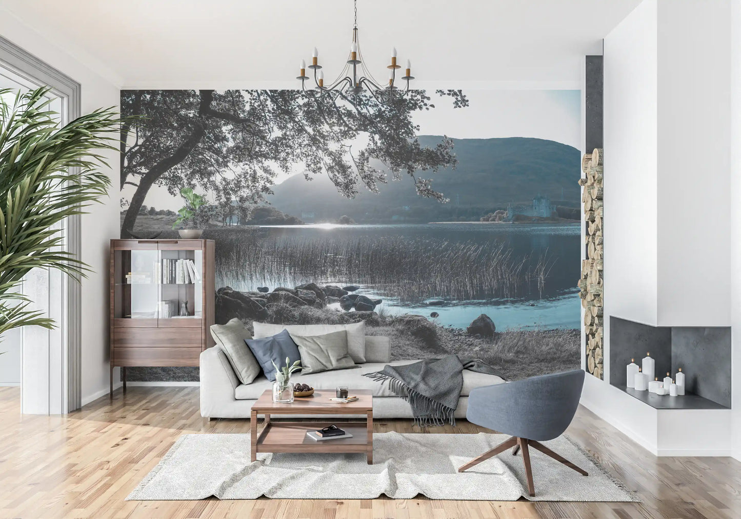 Misty Mountain Lake Retreat Wall Mural
