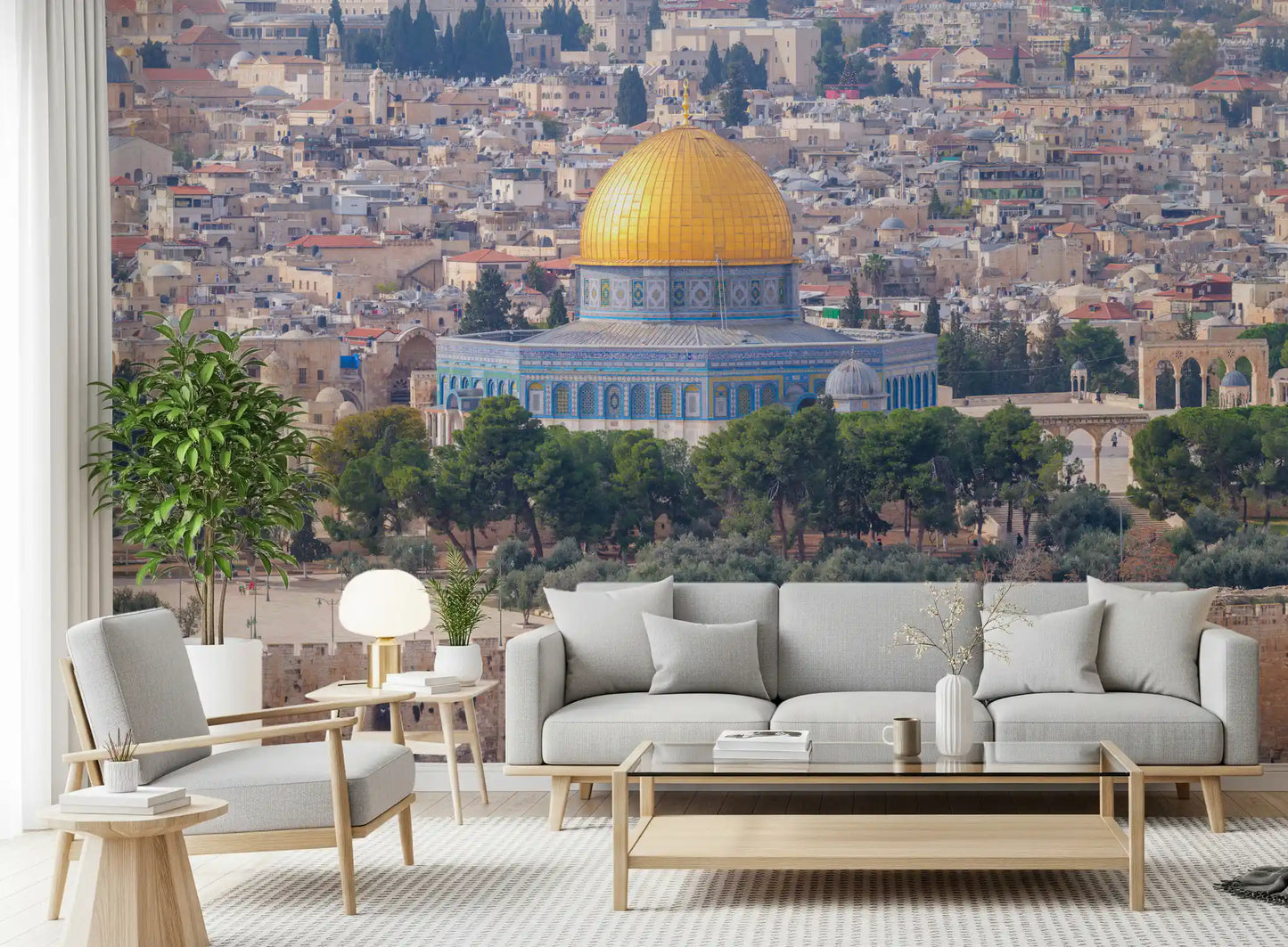 Papel de Parede Mural Vista Arquitetónica da Cúpula Dourada de Jerusalém