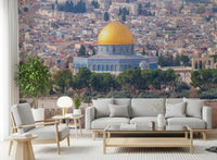 Papel de Parede Mural Vista Arquitetónica da Cúpula Dourada de Jerusalém