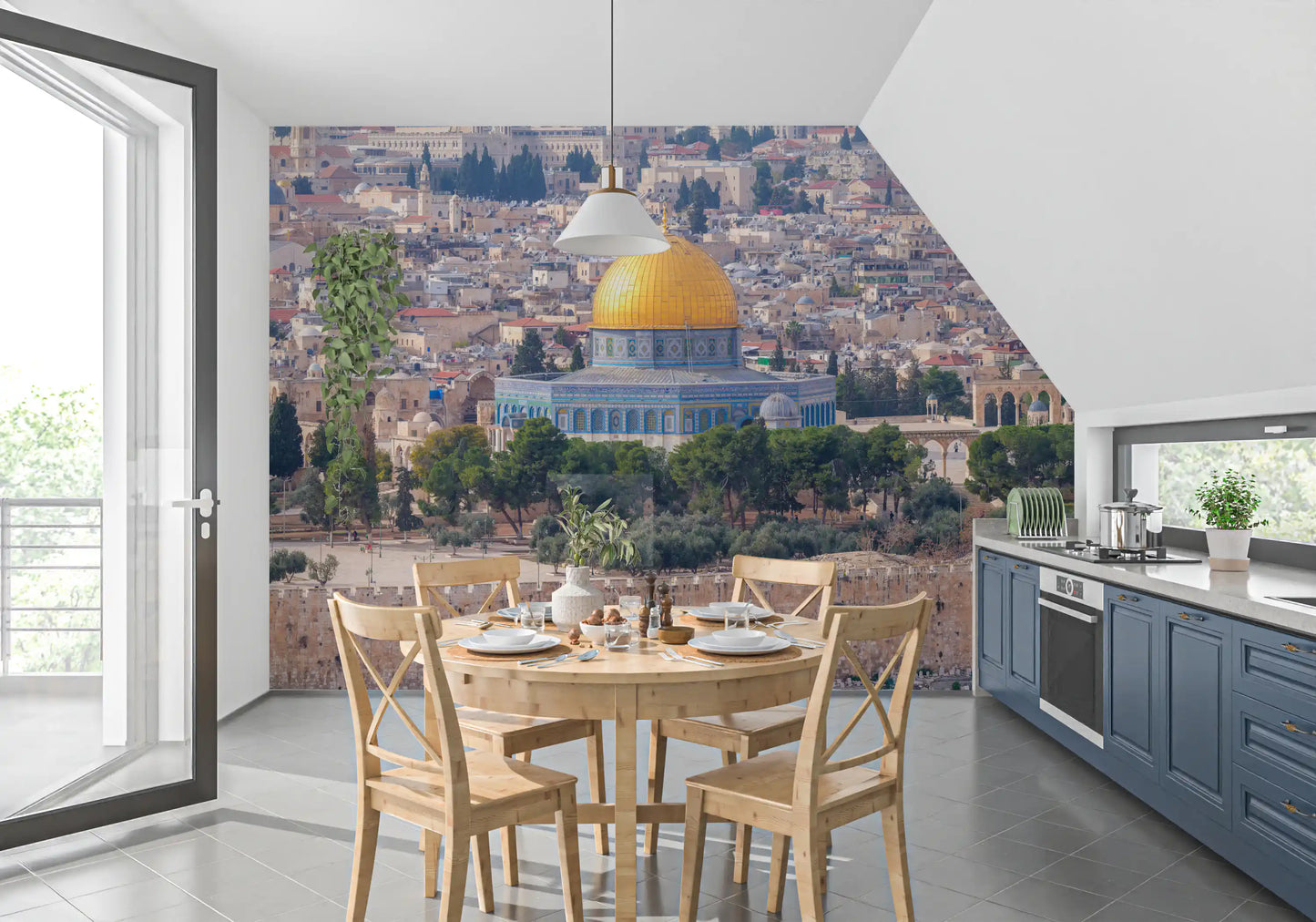 Papel de Parede Mural Vista Arquitetónica da Cúpula Dourada de Jerusalém