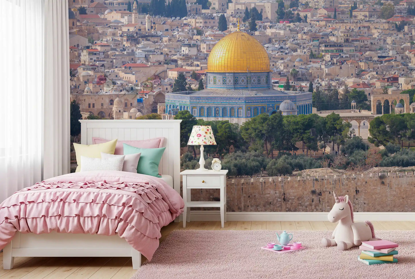 Papel de Parede Mural Vista Arquitetónica da Cúpula Dourada de Jerusalém