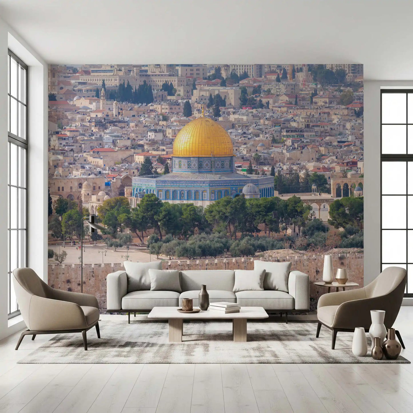 Papel de Parede Mural Vista Arquitetónica da Cúpula Dourada de Jerusalém
