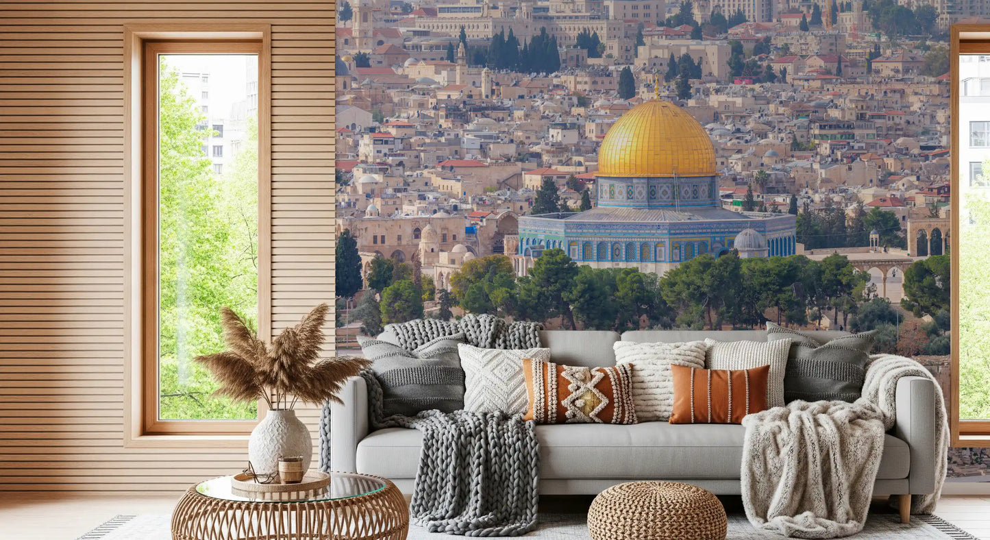 Papel de Parede Mural Vista Arquitetónica da Cúpula Dourada de Jerusalém