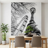 Wandbild mit dem Londoner Wahrzeichen Riesenrad und Laternenpfahl