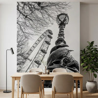 Wandbild mit dem Londoner Wahrzeichen Riesenrad und Laternenpfahl