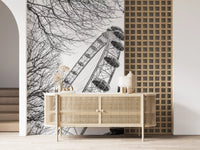 Wandbild mit dem Londoner Wahrzeichen Riesenrad und Laternenpfahl