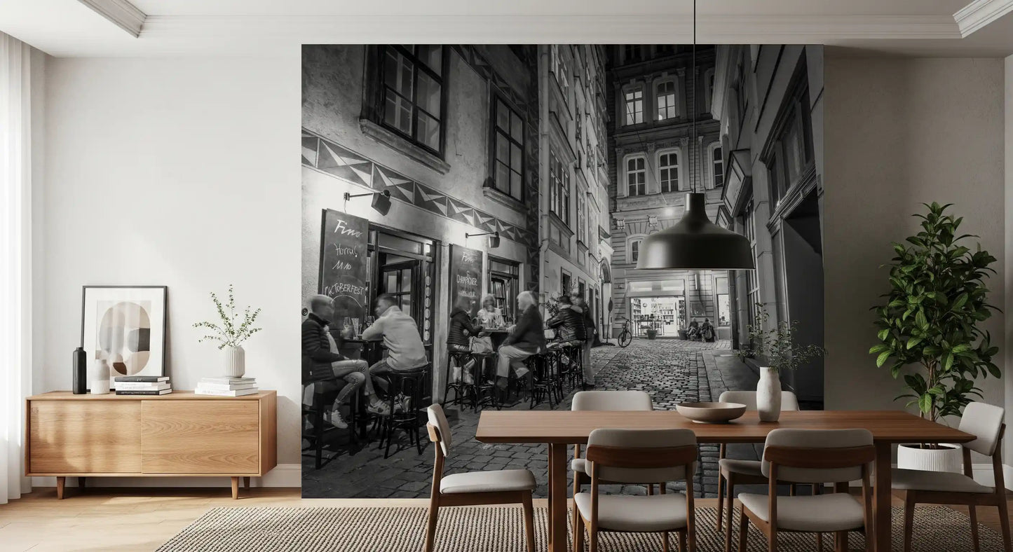 Klassisk Brostensbistro Vægmaleri