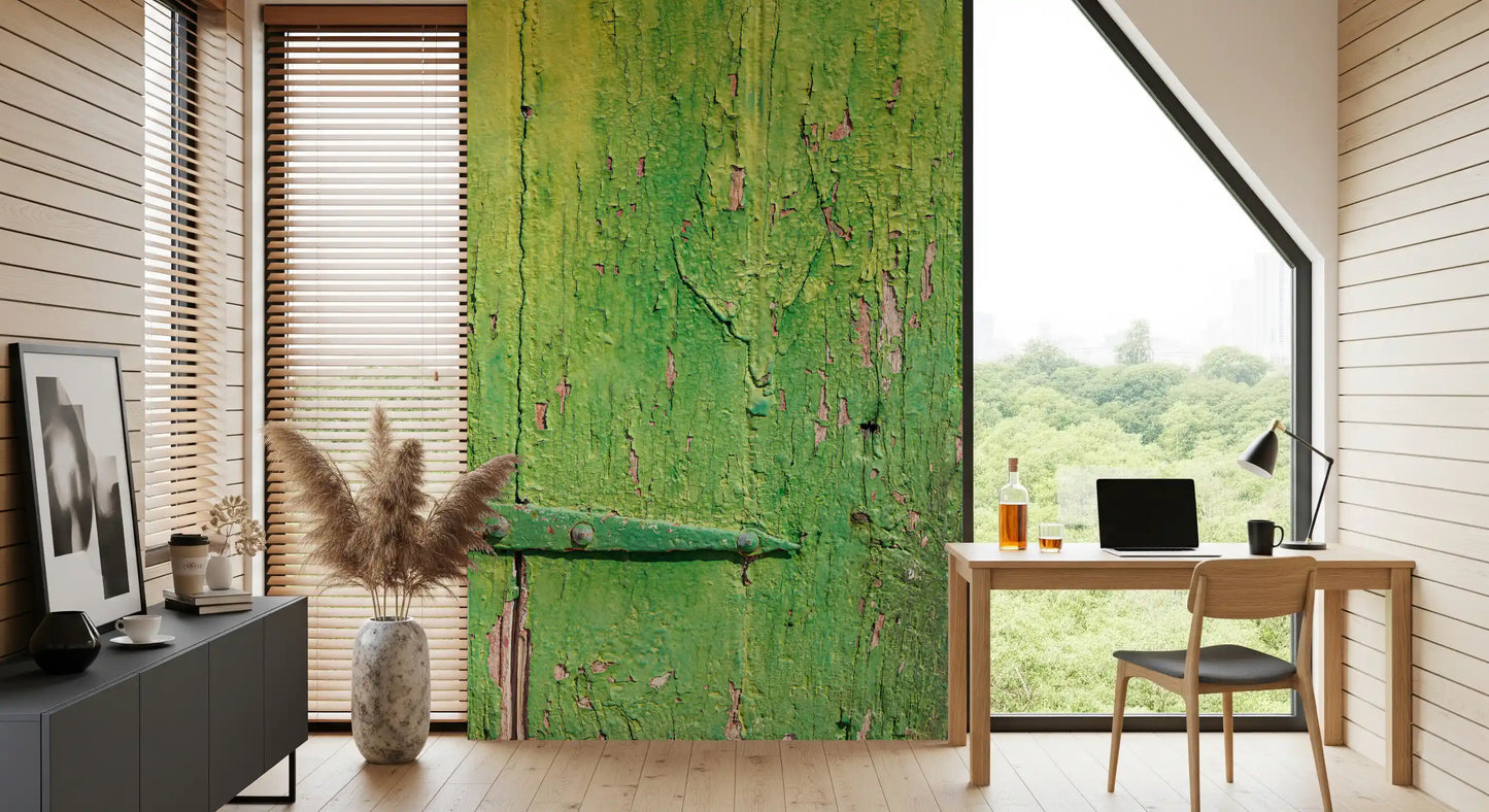 Murale da parete con cerniera in legno verde rustico industriale
