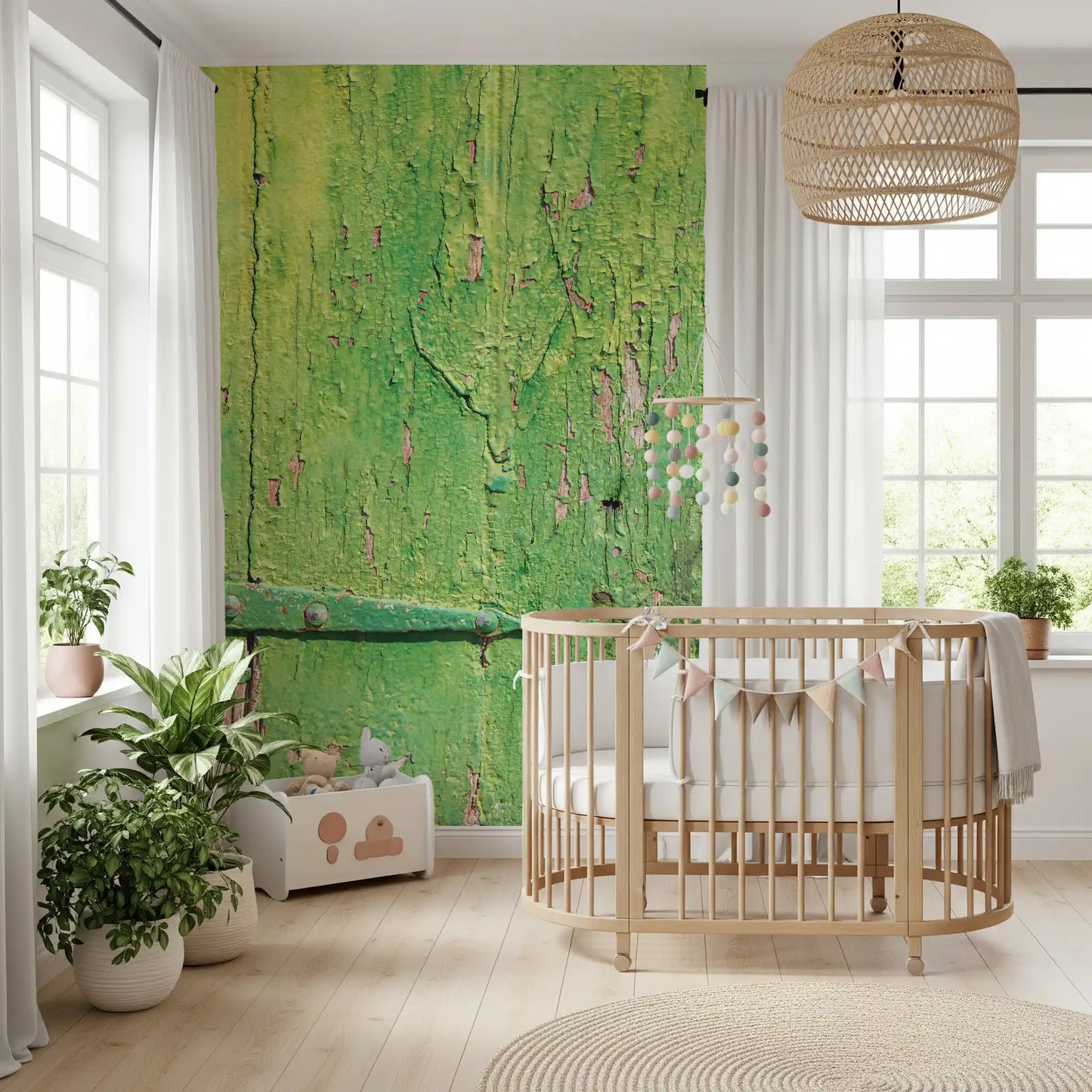 Murale da parete con cerniera in legno verde rustico industriale