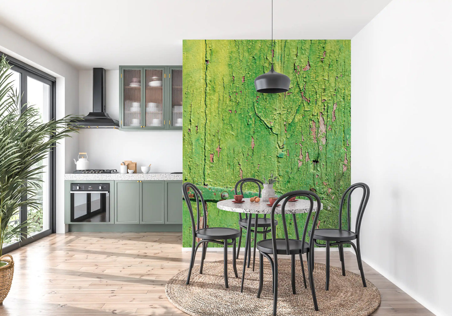 Murale da parete con cerniera in legno verde rustico industriale
