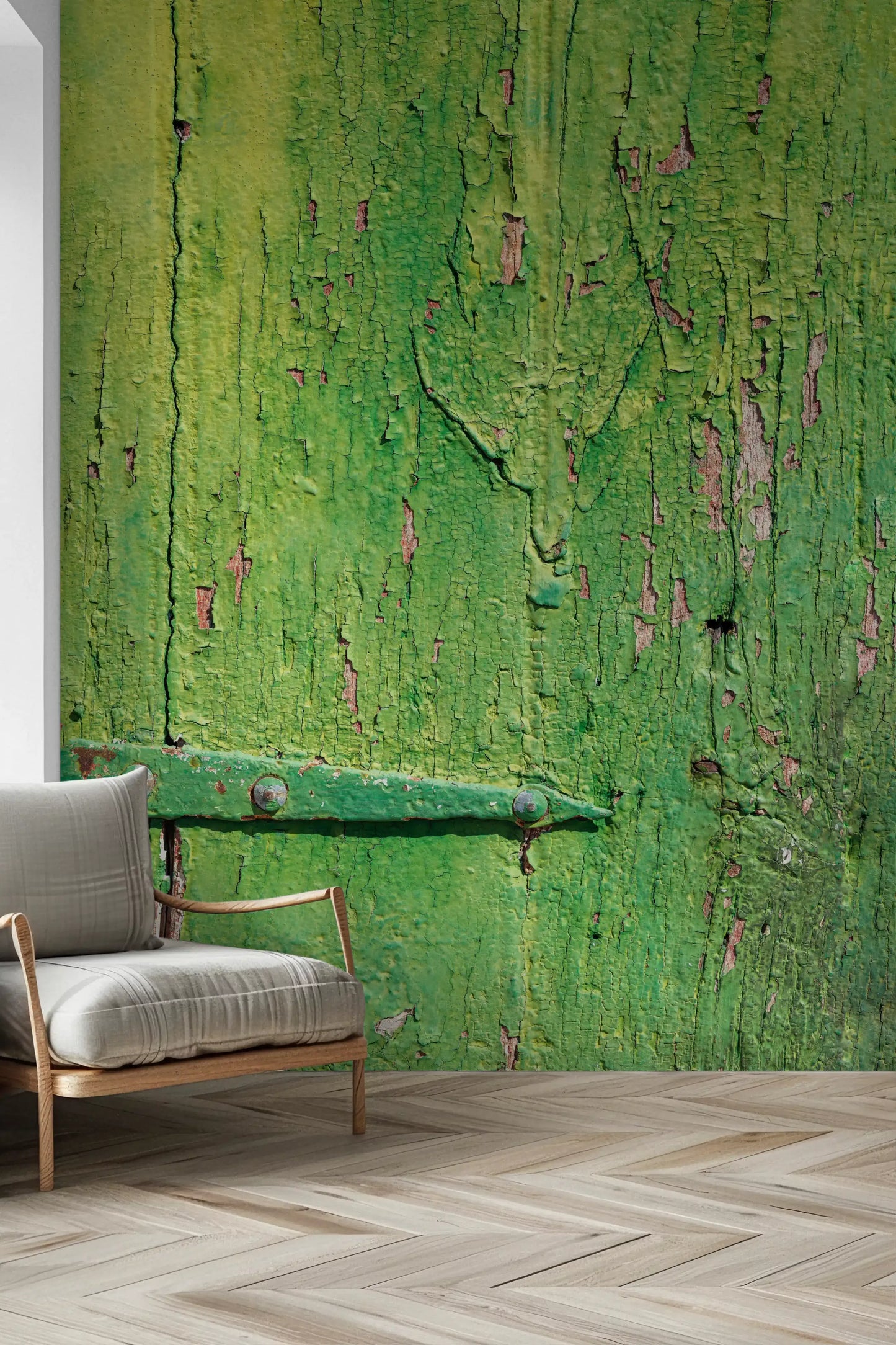 Murale da parete con cerniera in legno verde rustico industriale