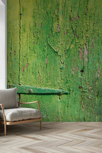 Murale da parete con cerniera in legno verde rustico industriale