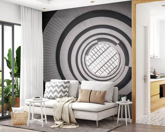 Tapet mural cu perspectivă de luminator concentric