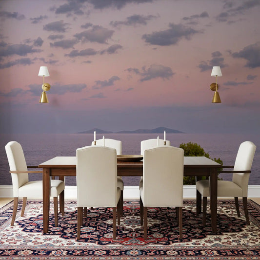 Pastel pink and lavender dusk in a dining room, the Island wall mural GD11468
