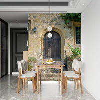 Aged Timber Archway and Stonework Wall Mural