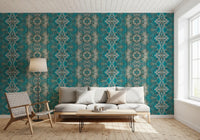 Teal & Grå Indviklet Abstrakt Ornamentalt Tapet - AMBER DESIGN TAPET