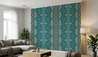 Teal & Grå Indviklet Abstrakt Ornamentalt Tapet - AMBER DESIGN TAPET