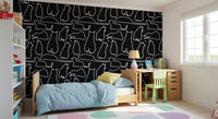 Munki and the Spot - Black Paper & Cream Wallpaper⁠
