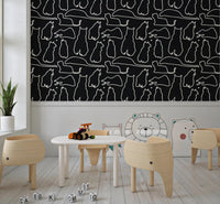 Munki and the Spot - Black Paper & Cream Wallpaper⁠