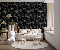 Munki and the Spot - Black Paper & Cream Wallpaper⁠