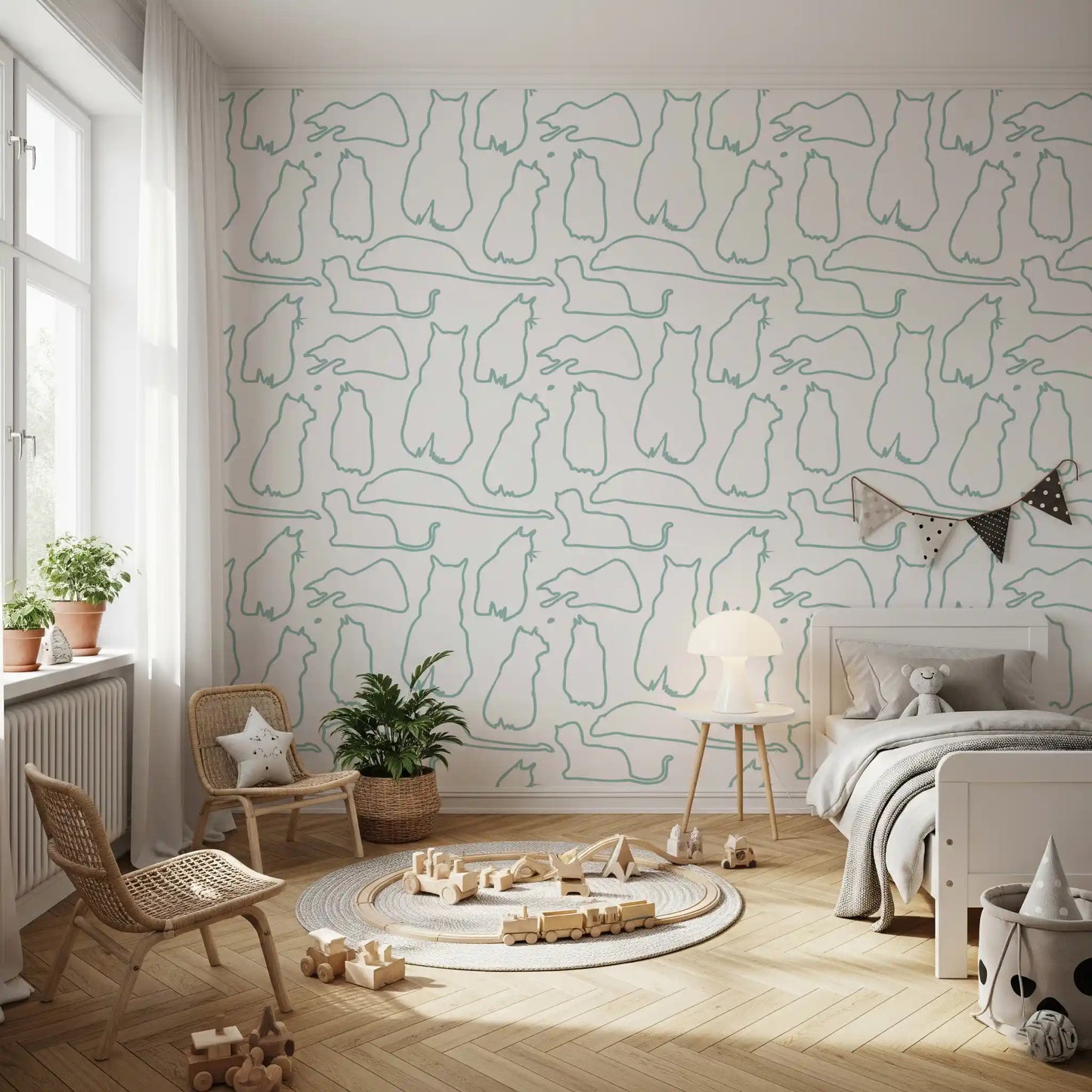 Munki and the Spot - Pale Teal Wallpaper⁠