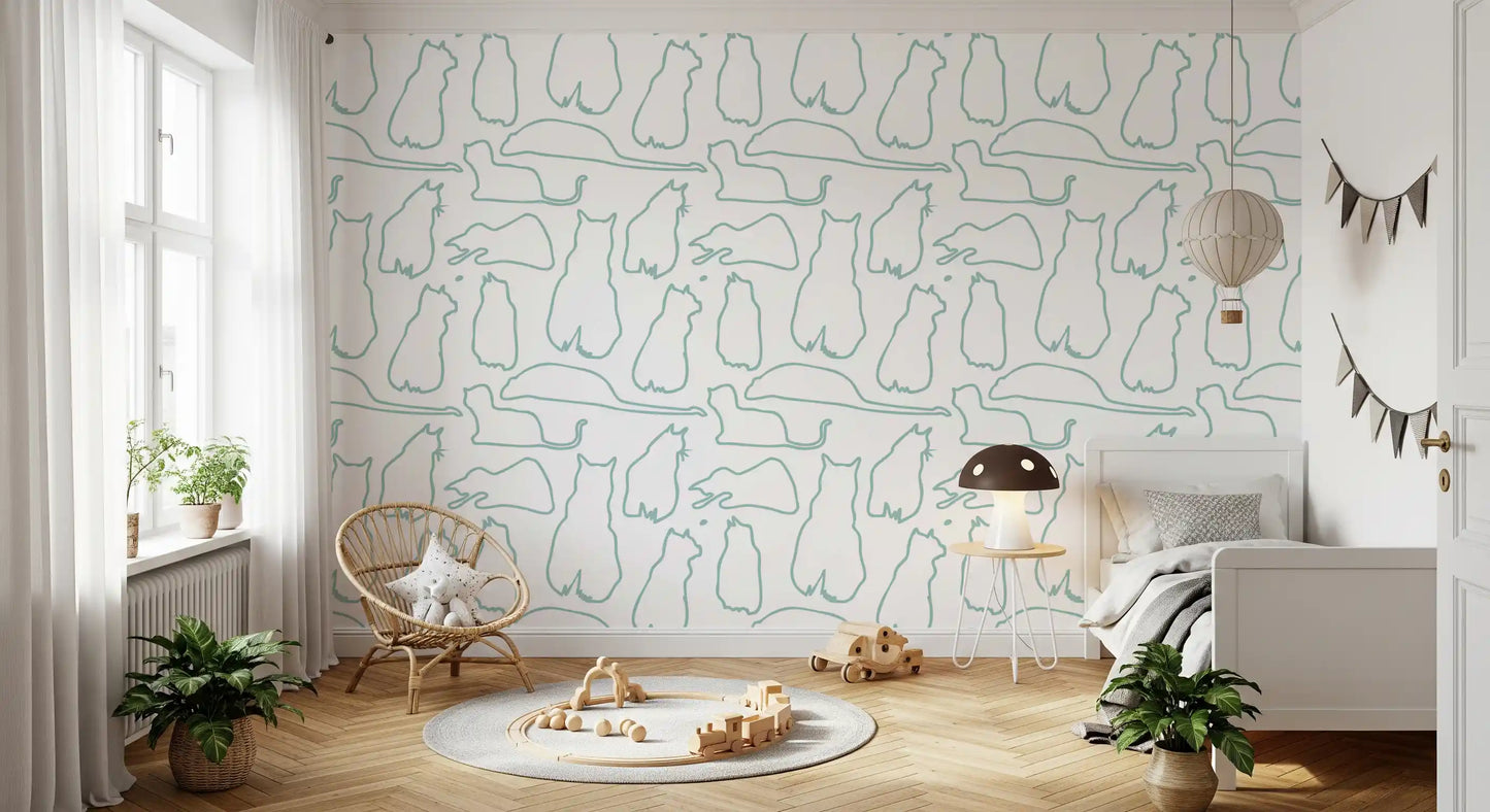 Munki and the Spot - Pale Teal Wallpaper⁠