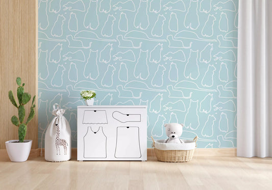 Munki et le Spot - Papier peint Eau & Blanc⁠