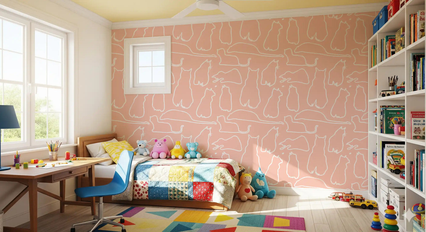 Munki and the Spot - Blush Pink Wallpaper⁠